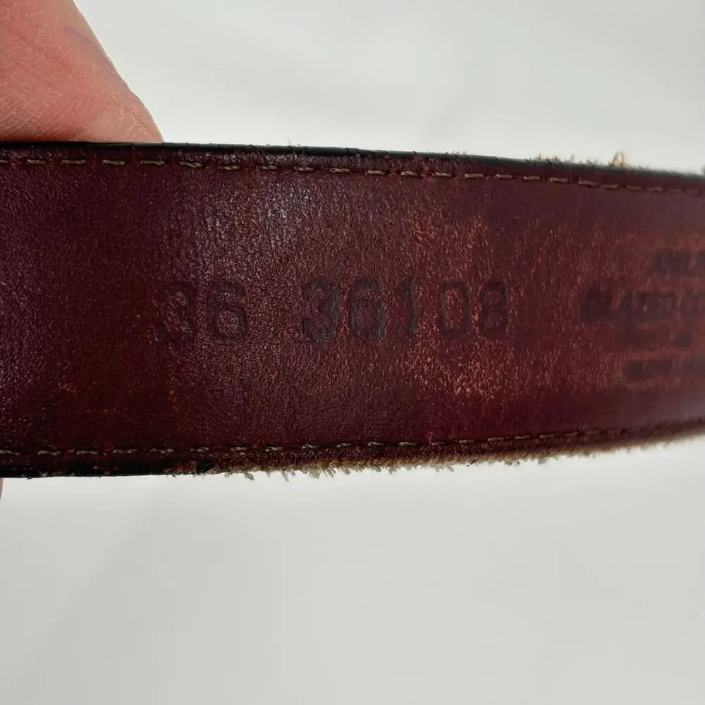 Brighton‎ Leather Belt Men's 36 Brown Anilina Glazed Cowhide Brass Buckle USA